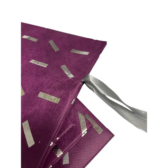 3 x  Large 18" Purple Fabric Gift Bags w/ Silver Ribbon | Christine Taylor CTC - Picture 8 of 13